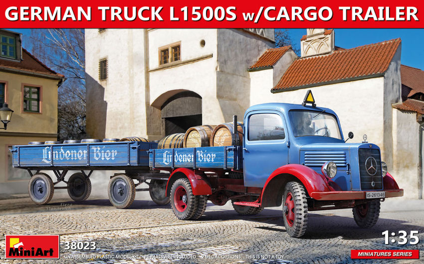 GERMAN TRUCK L1500S W/CARGO TRAILER KIT 1:35 - Miniart - MIN38023