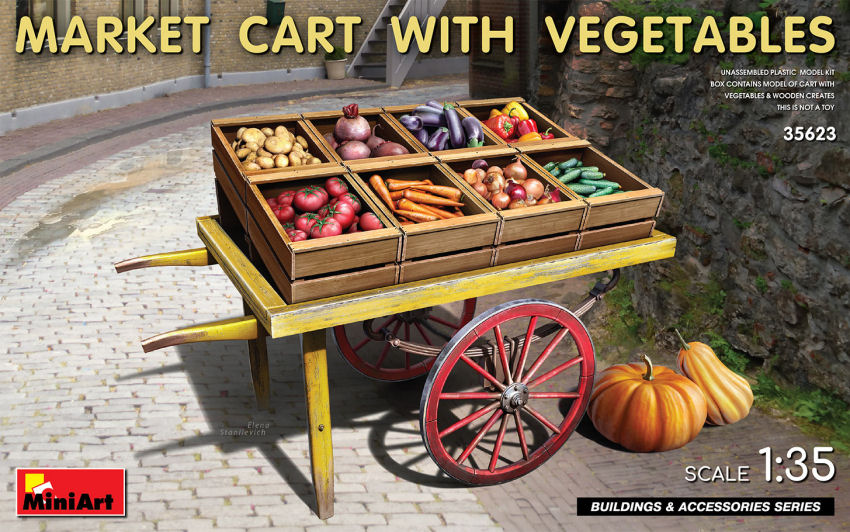 MARKET CART WITH VEGETABLES KIT 1:35 - Miniart - MIN35623