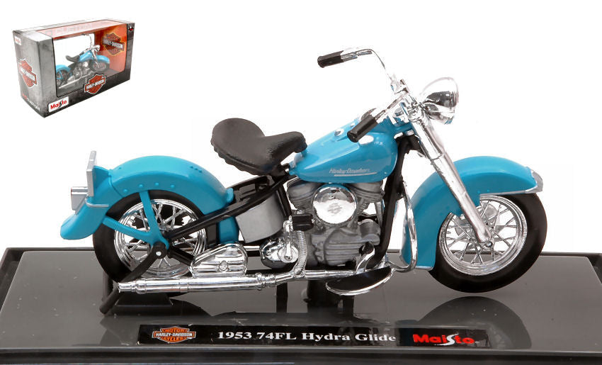 HARLEY DAVIDSON 74FL HYDRA GLIDE 1953 LIGHT BLUE 1:18 - Maisto - MI20115