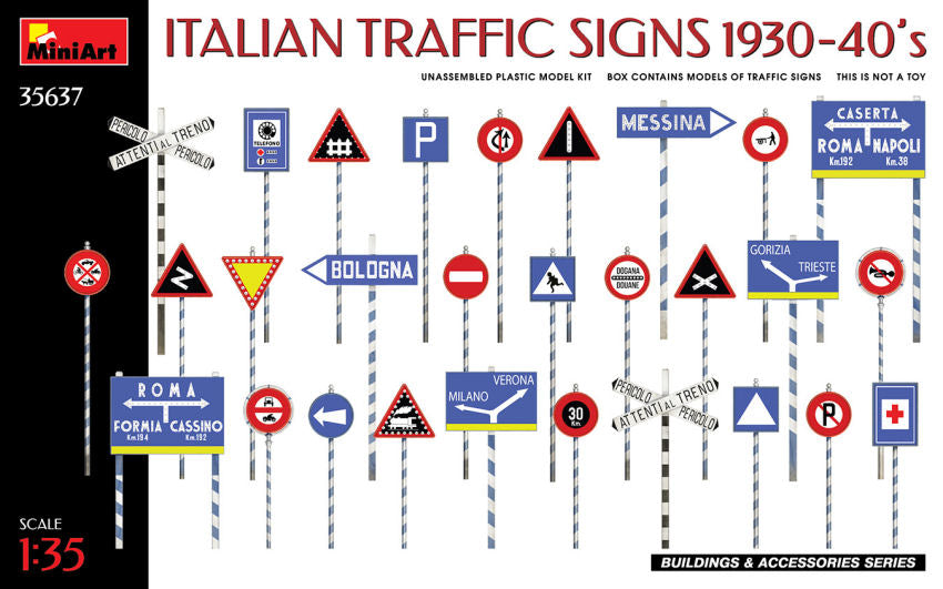 ITALIAN TRAFFIC SIGNS 1930-40s KIT 1:35 - Miniart - MIN35637