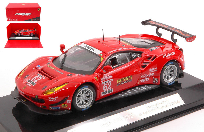 FERRARI 488 GTE V8 TEAM RISI N.62 24h DAYT.2017 VIL.-FISICH.-CALADO 1:43 - Burago - BU36301