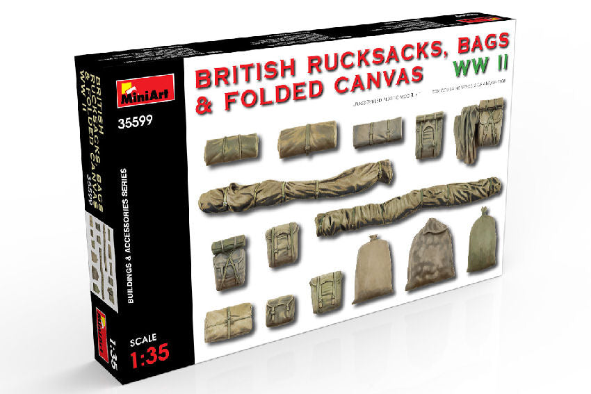 BRITISH RUCKSACKS BAGS FOLDED CANVAS WWII KIT 1:35 - Miniart - MIN35599