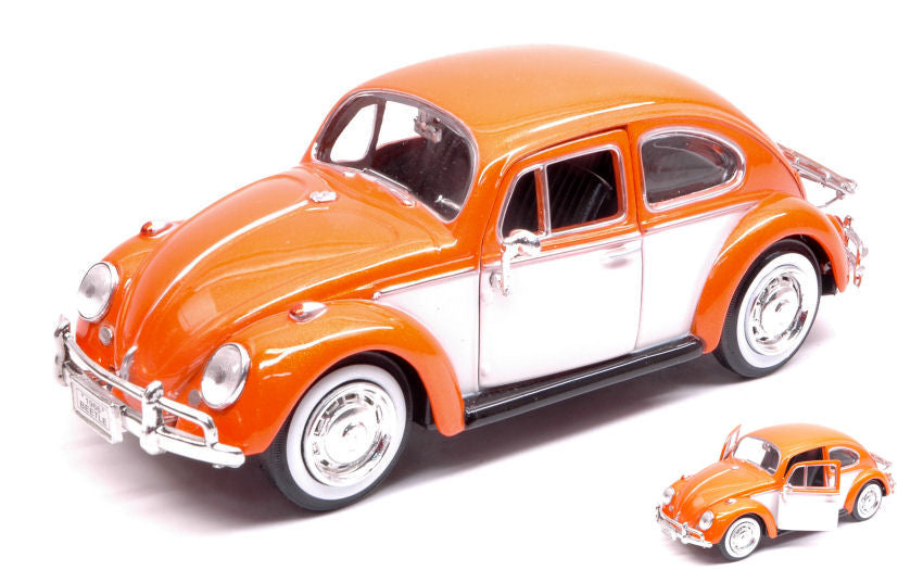 VW BEETLE W/LUGGAGE ORANGE BEIGE 1:24 - MotorMax - MTM79558OR