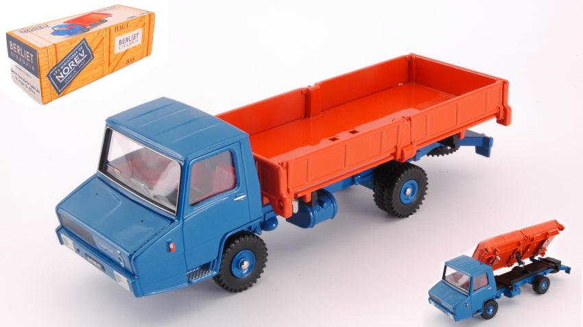 BERLIET STRADAIR BENNE BASCULANTE LATERALE ORANGE & BLUE 1:43 - Norev - NVCL6921