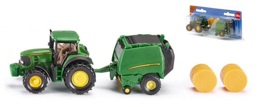 TRATTORE JOHN DEERE + PRESSABALLE ROUND BALER 1:87 - Siku - SK1665