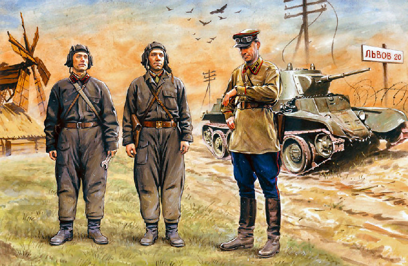 SOVIET TANK CREW 1939-1942 3 FIGURES 1 OFFICER + 2 TANKMEN 1:35 - ICM - ICM35181