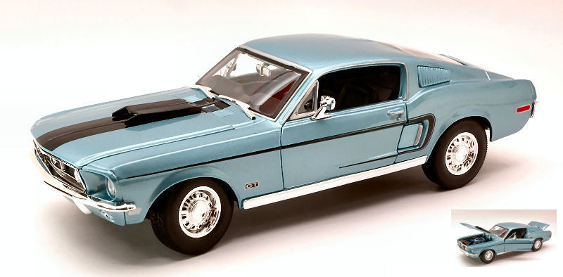 FORD MUSTANG GT COBRA JET 1968 LIGHT BLUE METALLIC 1:18 - Maisto - MI31167LB