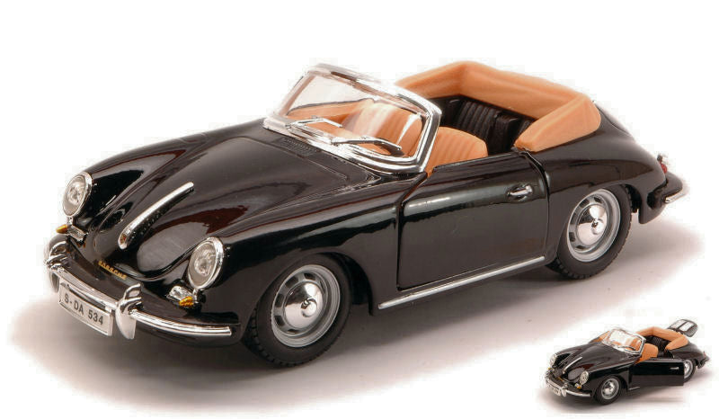 PORSCHE 356 B CABRIOLET 1961 BLACK 1:24 - Burago - BU22078