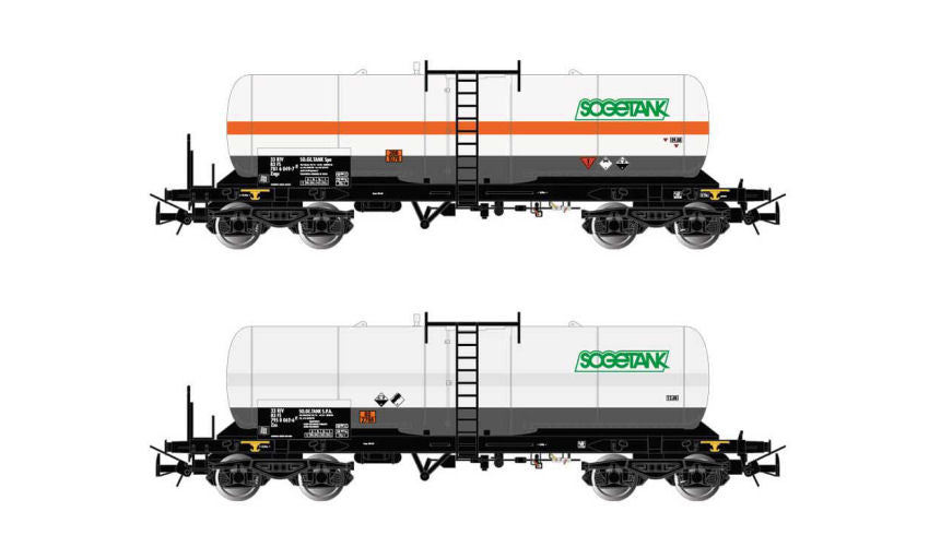 FS 2-UNIT PACK GAS TANK WAGON 4 AXLES ZAGS ZAS SOGETANK EP.V 1:87 - Rivarossi - HR6513