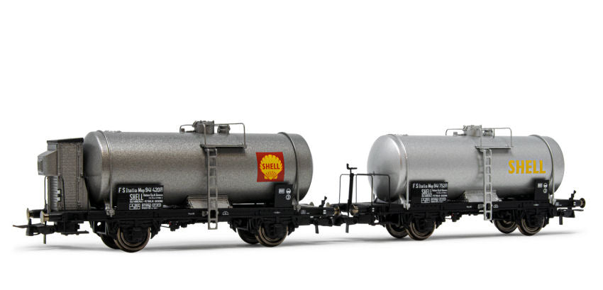 FS 2-UNIT PACK 2-AXLES TANK WAGONS BIG TANK SILVER SHELL EP.III 1:87 - Rivarossi - HR6518