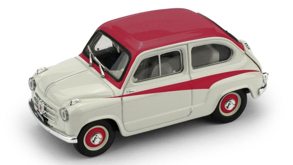 FIAT ABARTH 750 1956 GRIGIO CHIARO/TETTO A CONTRASTO FREGI ROSSO 1:43 - Brumm - BM0645-01