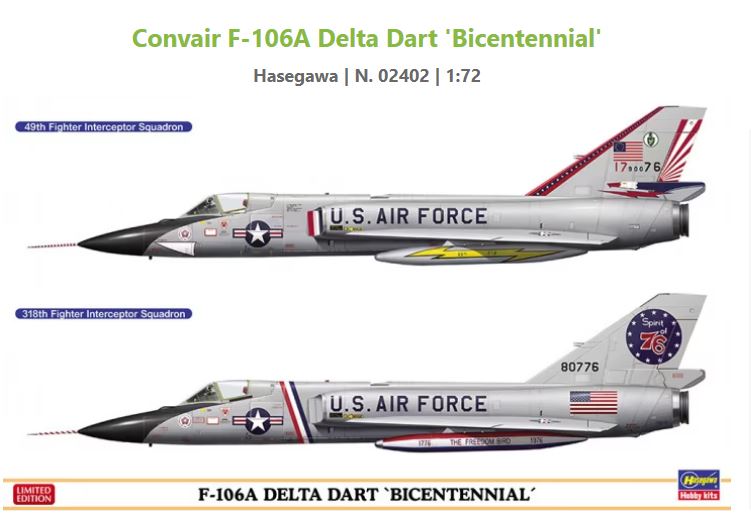 F-106A DELTA DART BICENTENNIAL (2 KITS) KIT 1:72 - Hasegawa - HA02402