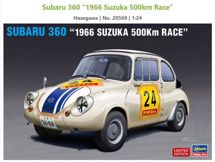 SUBARU 360 N.24 500 KM SUZUKA 1966 KIT 1:24 - Hasegawa - HA20569