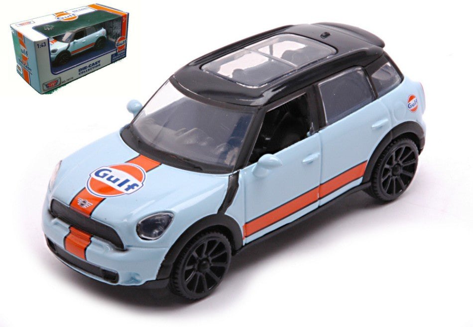 MINI COOPER S COUNTRYMAN BLACK ROOF W/GULF LIVERY LIGHT BLUE/ORANGE 1:43 - MotorMax - MTM79774