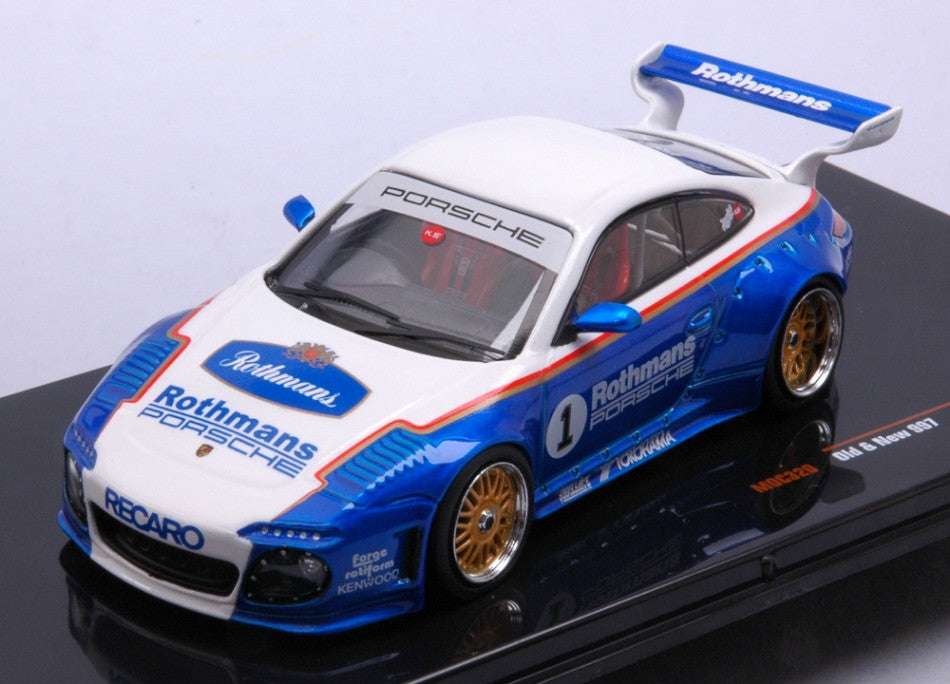 PORSCHE (911 N.1) OLD AND NEW 997 WHITE/BLUE ROTHMANS 1:43 - Ixo Model - MOC320