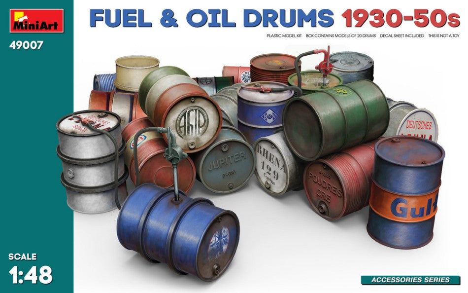 FUEL & OIL DRUMS 1930-50s KIT 1:48 - Miniart - MIN49007