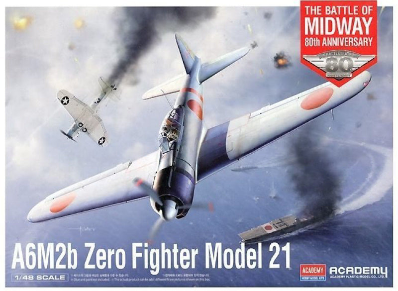 MITSUBISHI A6M2B ZERO FIGHTER MODEL 21 THE BATTLE OF MIDWAY KIT 1:48 - Academy - ACD12352