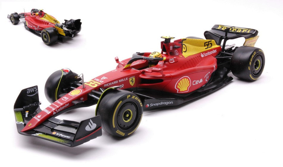 FERRARI F1-75 N.55 CARLOS SAINZ MONZA 2022 75th ANNIV.W/HELMET 1:18 - Burago - BU16811SM
