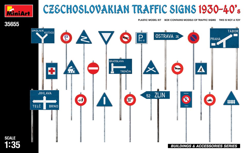CZECHOSLOVAKIAN TRAFFIC SIGNS 1930-40s KIT 1:35 - Miniart - MIN35655