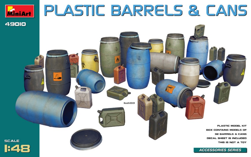 PLASTIC BARRELS & CANS KIT 1:48 - Miniart - MIN49010