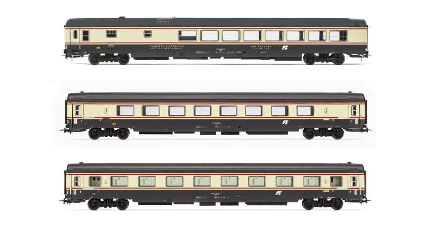 FS 3-UNITS PETRUZZELLI MILANO-BARI C BANDIERA LIVERY EPOCA V 1:87 - Rivarossi - HR4358
