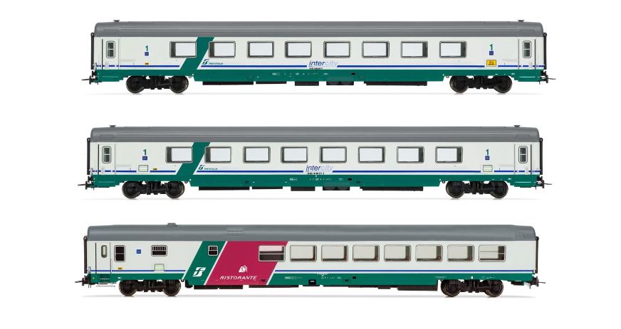 FS 3-UNIT TORINO-REGGIO CALABRIA XMPR "INTERCITY PLUS" LIVERY EP.Vb 1:87 - Rivarossi - HR4359