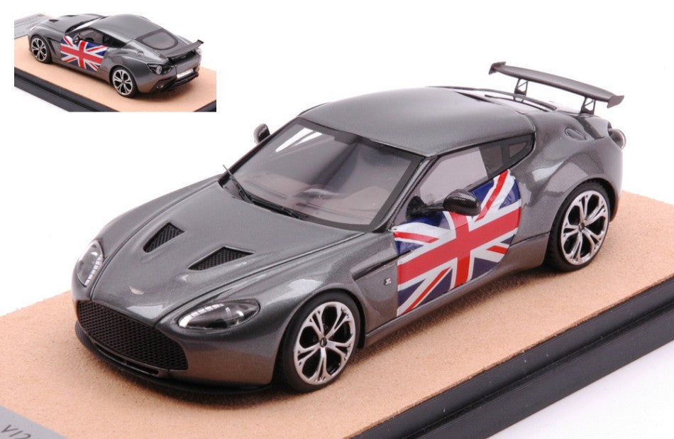 ASTON MARTIN V12 ZAGATO 2012 SILVERGUN W/ENGLAND FLAG ED.LIM.PCS 10 1:43 - Tecnomodel - TMDMI52AP