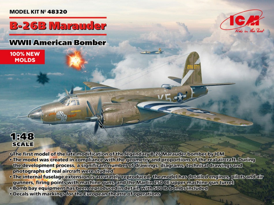 B-26B MARAUDER WWII AMERICAN BOMBER KIT 1:48 - ICM - ICM48320