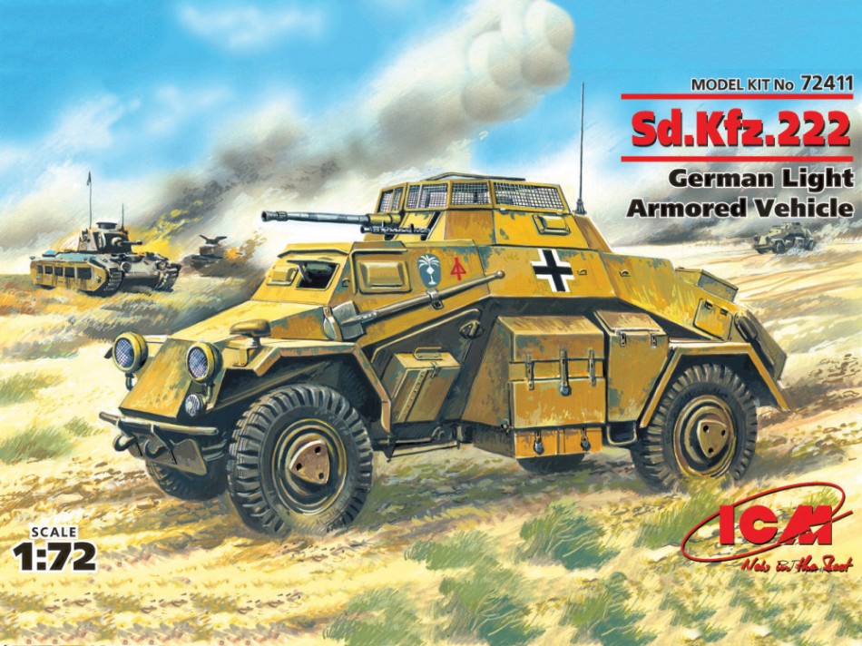 SD KFZ 222 GERMAN LIGHT ARMOURED VEHICLE KIT 1:72 - ICM - ICM72411