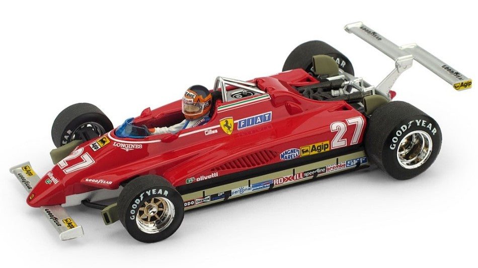 FERRARI 126 C2 GILLES VILLENEUVE 1982 N.27 LONG BEACH GP W/PILOTE 1:43 - Brumm - BM0272CH