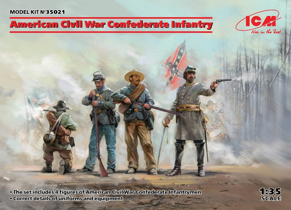 AMERICAN CIVIL WAR CONFEDERATE INFANTRY SET #1 KIT 1:35 - ICM - ICM35021