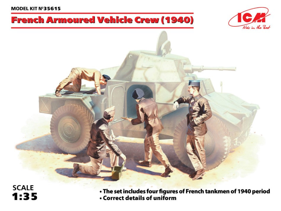 FRENCH ARMOURED VEHICLE CREW 1940 4 FIGURES KIT 1:35 - ICM - ICM35615
