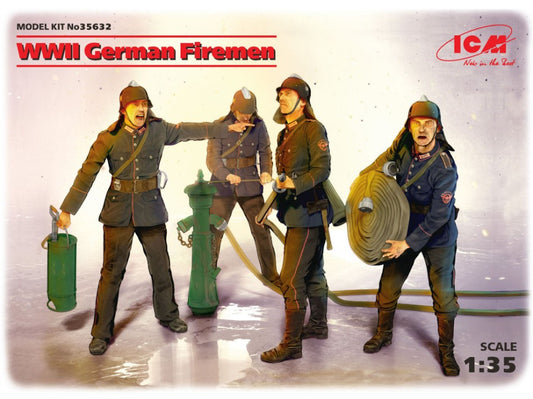 WWII GERMAN FIREMEN 4 FIGURES KIT 1:35 - ICM - ICM35632