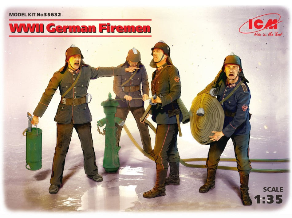 WWII GERMAN FIREMEN 4 FIGURES KIT 1:35 - ICM - ICM35632