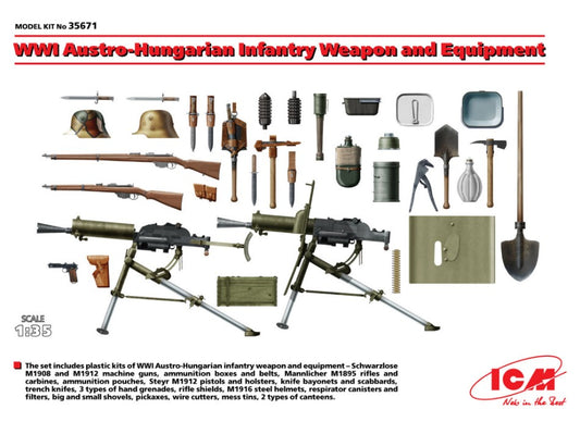 WWII AUSTRO HUNGARIAN INFANTRY WEAPON AND EQUIPMENT KIT 1:35 - ICM - ICM35671