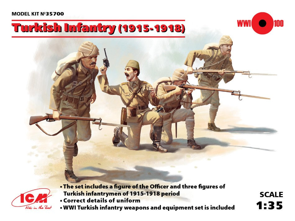 TURKISH INFANTRY 1915-1918 4 FIGURES KIT 1:35 - ICM - ICM35700