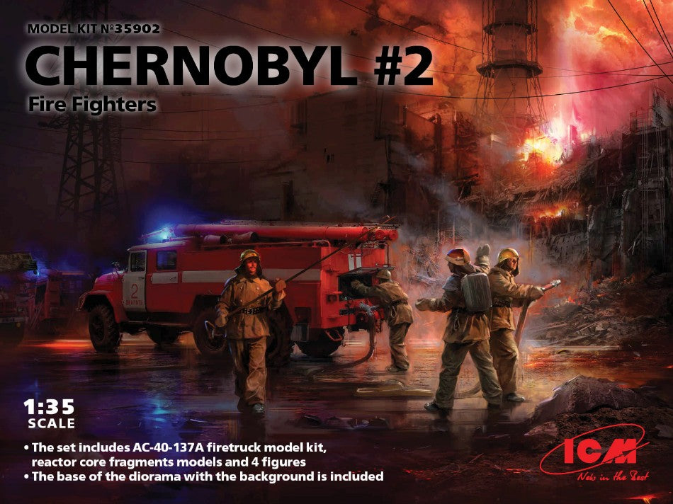 CHERNOBYL FIRE FIGHTERS AC-40 137A FIRETRUCK & 4 FIGURES KIT 1:35 - ICM - ICM35902