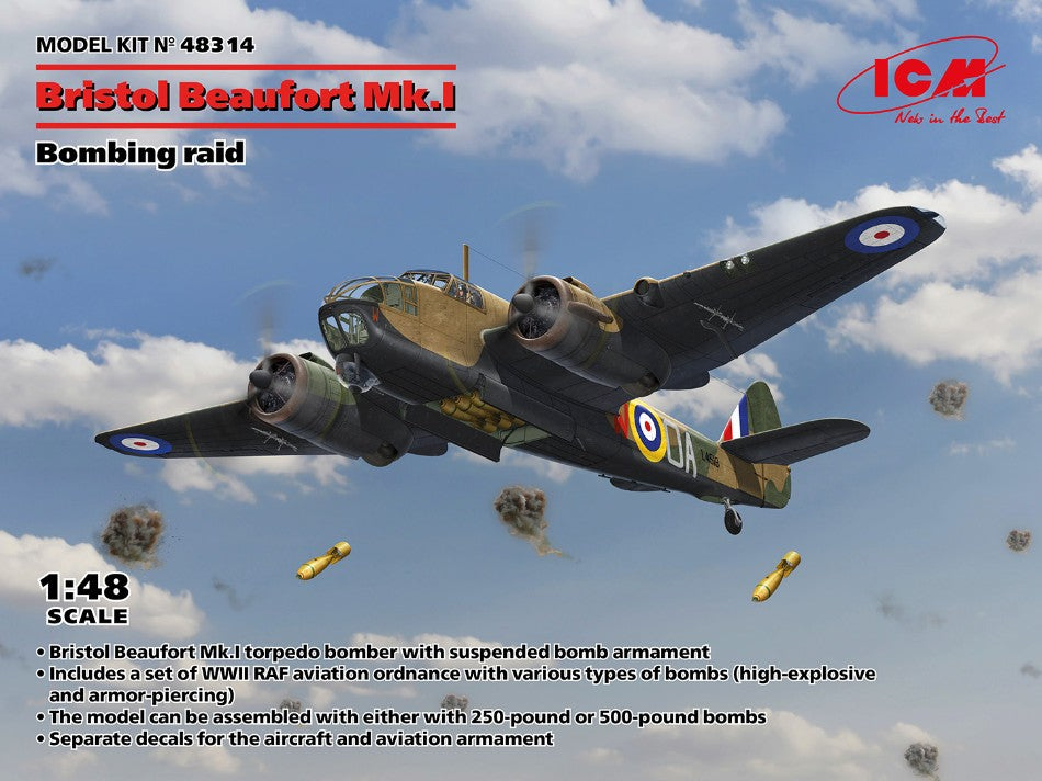 BRISTOL BEAUFORT Mk.I. BOMBING RAID KIT 1:48 - ICM - ICM48314