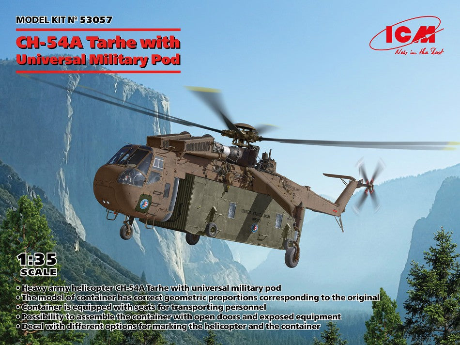 CH-54A TARHE WITH UNIVERSAL MILITARY POD KIT 1:35 - ICM - ICM53057