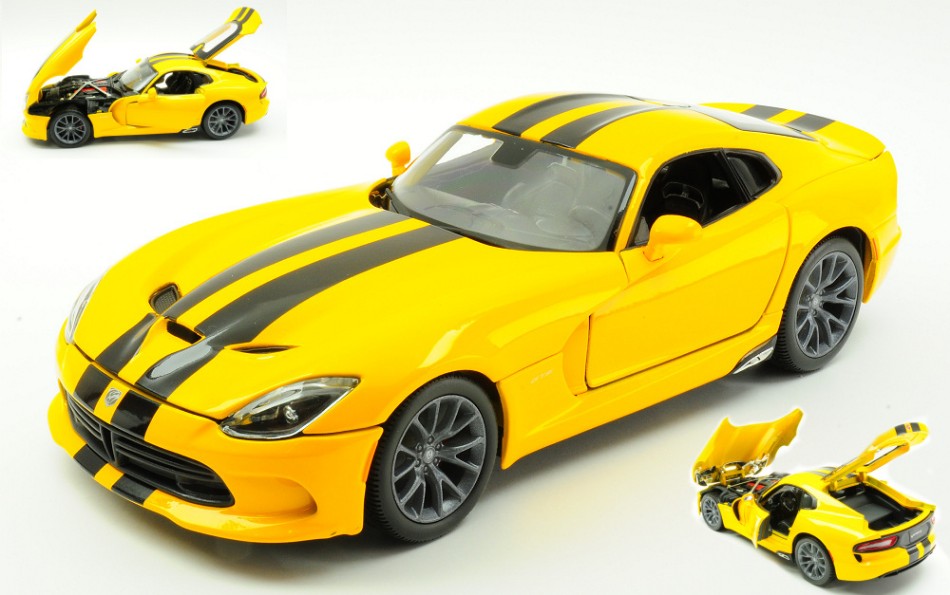 DODGE VIPER GST 2013 YELLOW W/BLACK STRIPES 1:18 - Maisto - MI31128Y