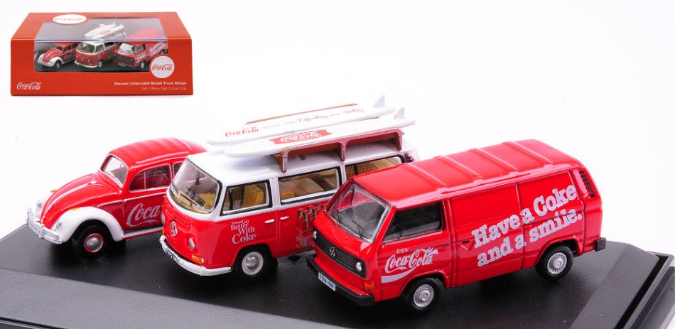 3 PIECES VW SET COCA COLA 1:76 - Oxford - OXF76SET60CC