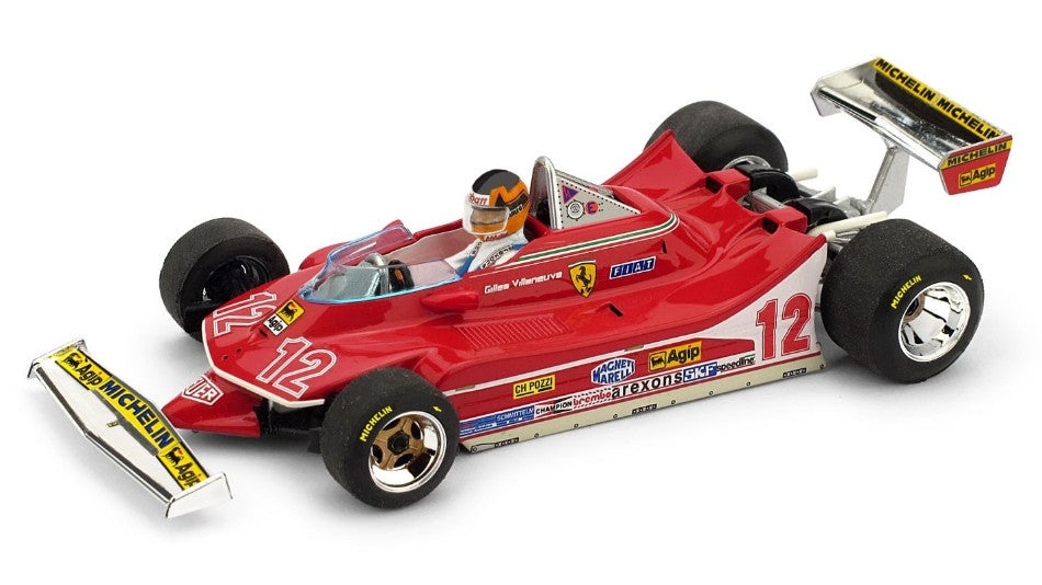 FERRARI 312 T4 G.VILLENEUVE 1979 N.12 2nd FRANCE GP + PILOTA 1:43 - Brumm - BM0512CH