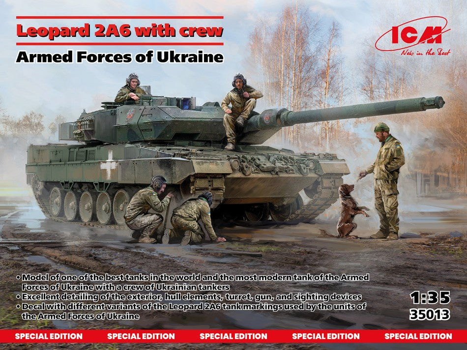 LEOPARD 2A6 OF THE ARMED FORCES OF UKRAINE W/CREW KIT 1:35 - ICM - ICM35013