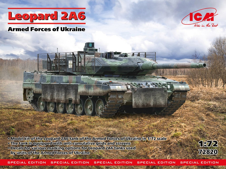 LEOPARD 2A6 ARMED FORCES OF UKRAINE KIT 1:72 - ICM - ICM72820