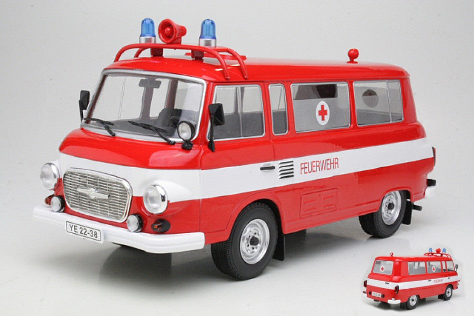BARKAS B 1000 MINI BUS FIRE BRIGADE AMBULANCE 1:18 - ModelCarGroup - MCG18010