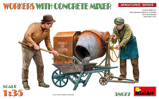 WORKERS WITH CONCRETE MIXER KIT 1:35 - Miniart - MIN38077