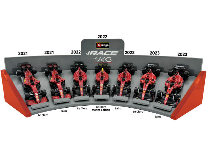 FERRARI 2021 SF21, 2022 F1-75, 2023 SF-23 7 CAR SET 1:43 - Burago - BUFERRARIF1SET-01