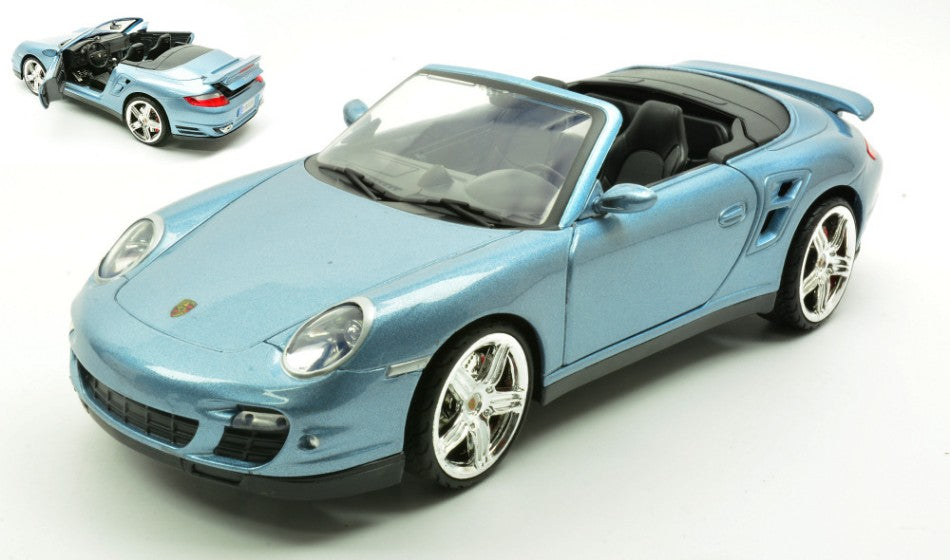 PORSCHE 911 TURBO CABRIO 2008 METALLIC LIGHT BLUE 1:18 - MotorMax - MTM73183GY