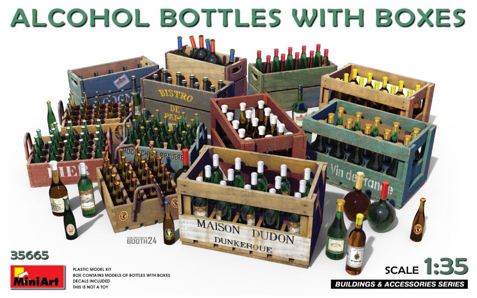 ALCOHOL BOTTLES w/BOXES KIT 1:35 - Miniart - MIN35665