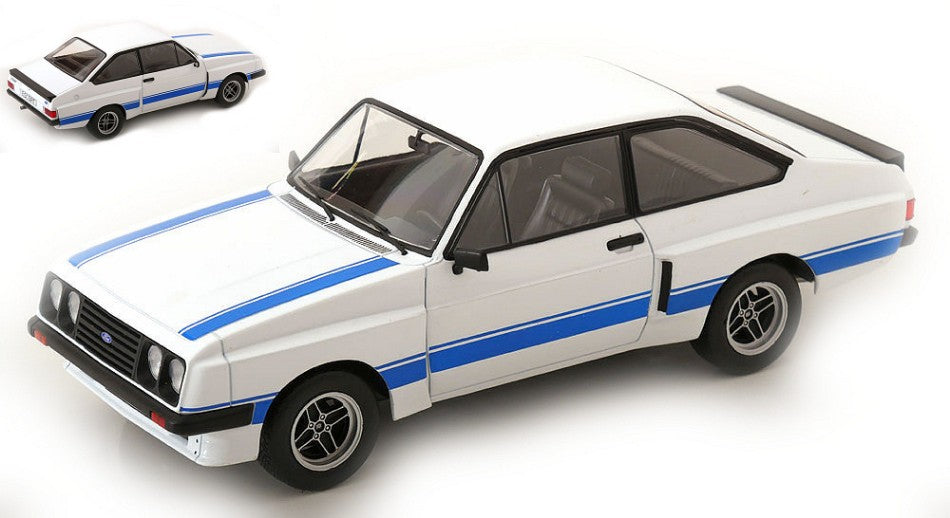 FORD ESCORT MKI II RS 2000 X-PACK 1977 WHITE/BLUE DECALS 1:18 - ModelCarGroup - MCG18350
